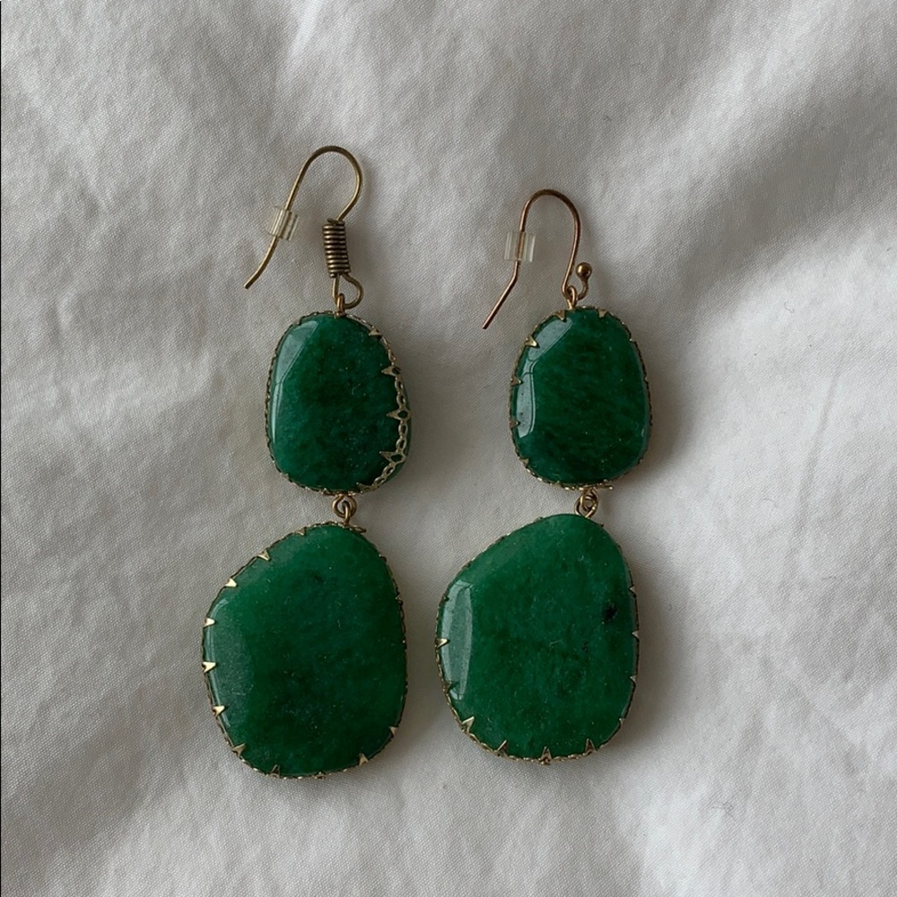 Jade Stone Drop Earrings